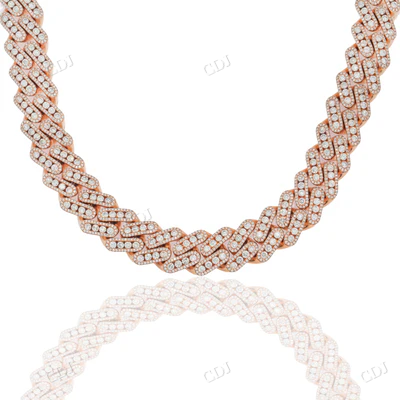 Latest Rose Gold CVD Diamond Cuban Necklace hip hop jewelry CustomDiamJewel