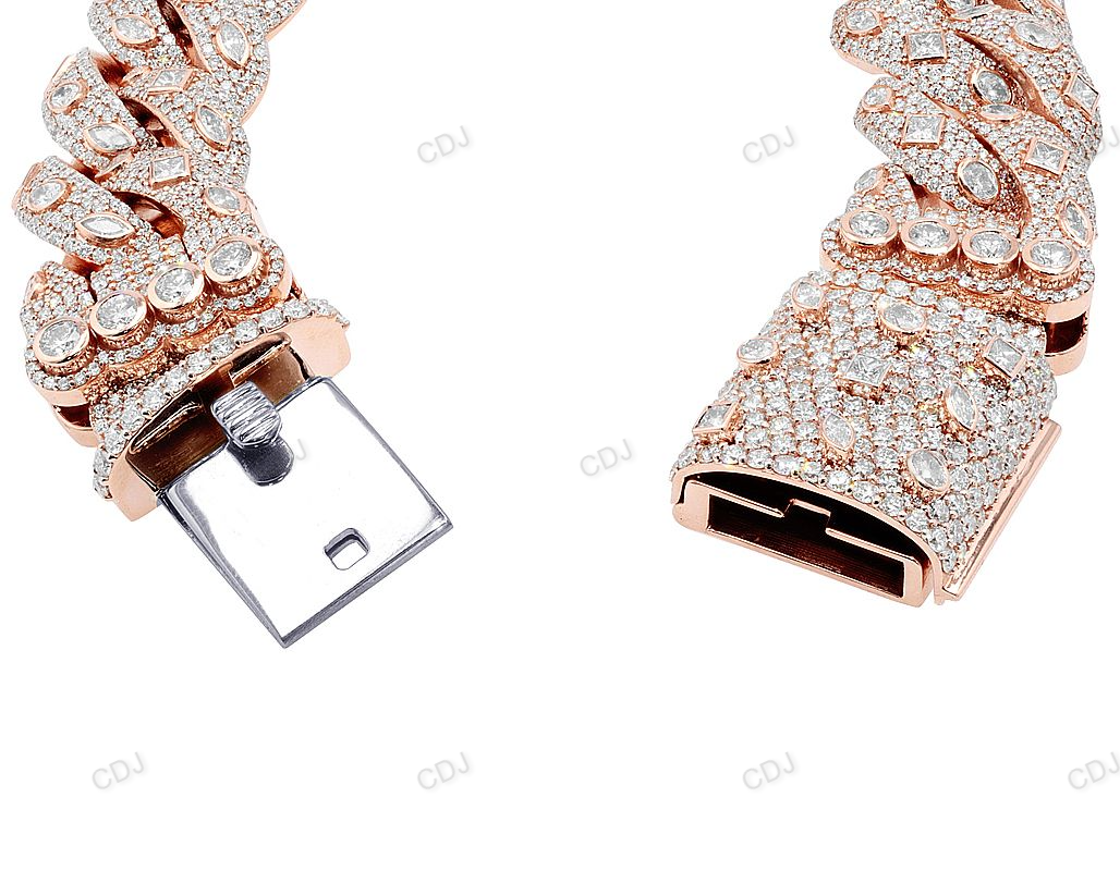 Rose Gold Plated Moissanite Luxury Cuban Bracelet hip hop jewelry customdiamjewel