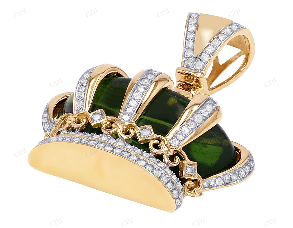 Custom Sterling Silver Green Crown Moissanite Pendant CustomDiamJewel