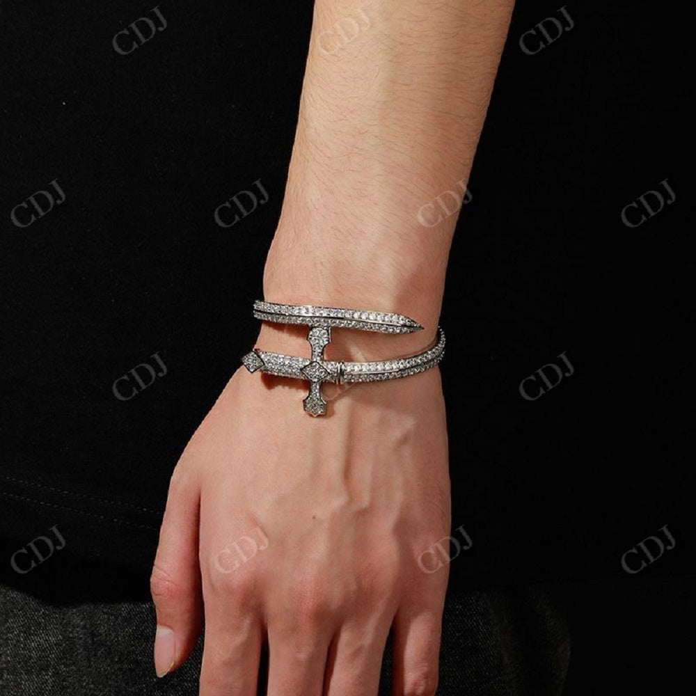 Moissanite Open Cuff Hip Hop Diamond Custom Bracelet  CustomDiamJewel   