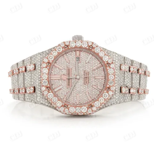 Rose White Tone Diamonds Bezel On Screw AP Modified Watch customdiamjewel