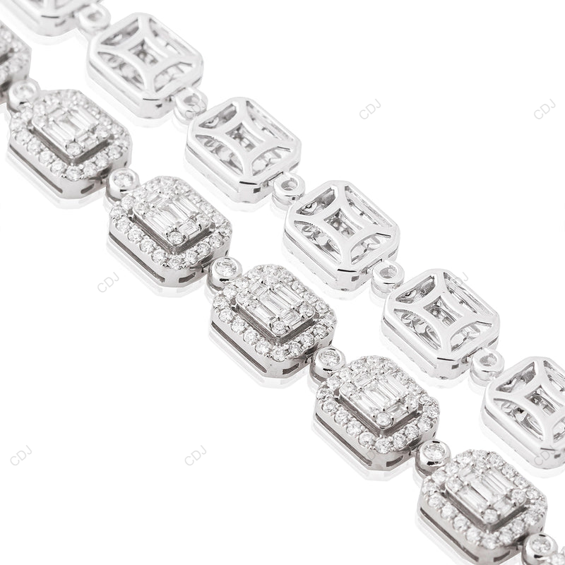 VVS Moissanite 925 Silver Sugar Cube Chain CustomDiamJewel