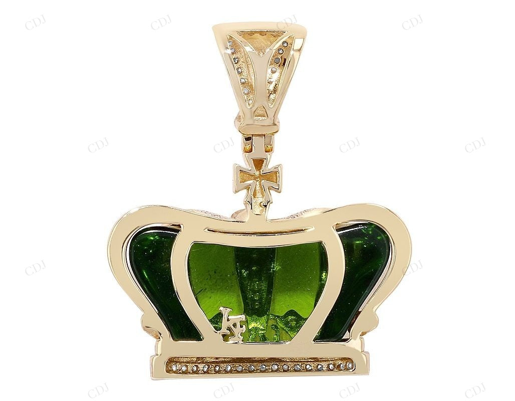 Custom Sterling Silver Green Crown Moissanite Pendant CustomDiamJewel