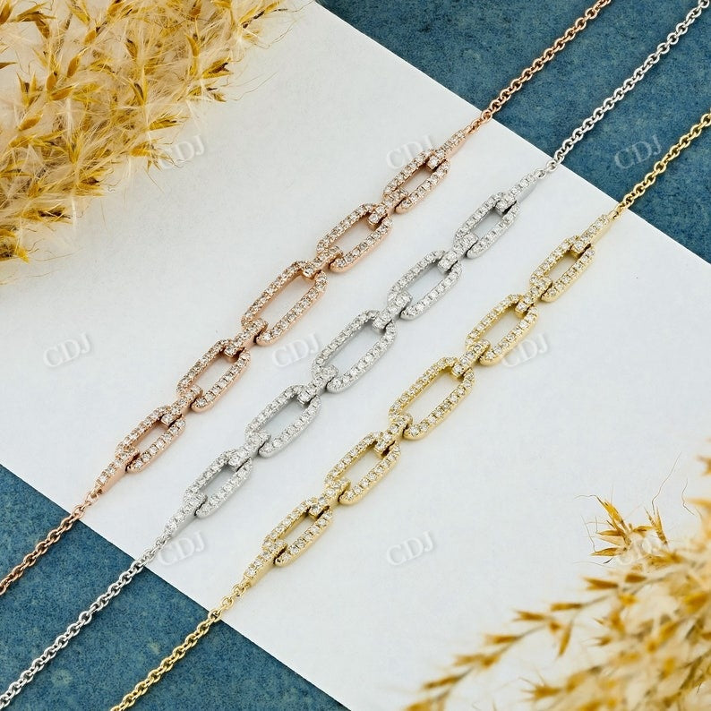 0.35CTW Natural Diamond Open Pave Paper Clip Link Bracelet clip link bracelet customdiamjewel   