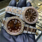 Customized Belt Two Tone Iced Out Bust Down Luxury Moissanite Rolex Watch customdiamjewel
