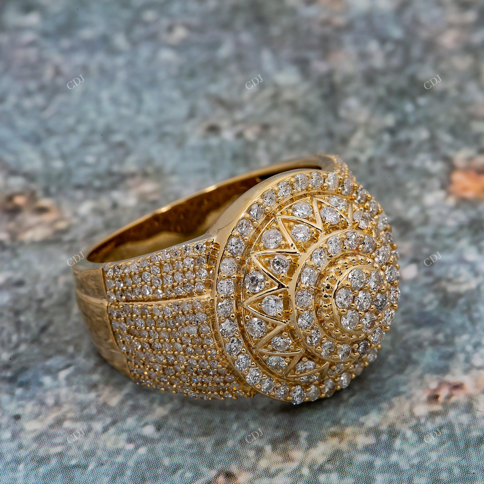 Iced Out Moissnaite Multi-Layer Pavé Round Halo Ring hip hop jewelry customdiamjewel