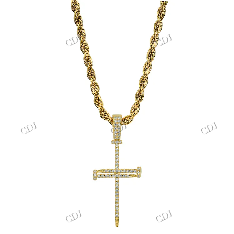 High Quality Round Cut Cross Design Diamond Hip Hop Pendant hip hop jewelry CustomDiamJewel