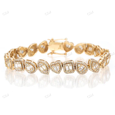 14K Yellow Gold CVD Diamond Multi Shape Bracelet hip hop jewelry CustomDiamJewel