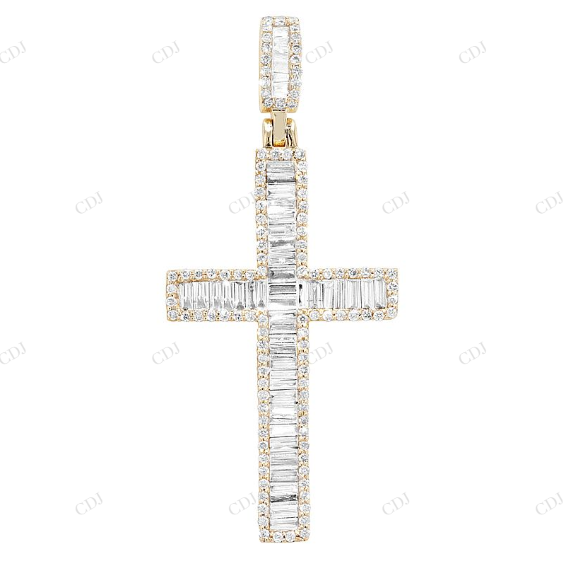 10K Yellow Gold Cross Lab Grown Diamond Pendant Hip Hop Pendent customdiamjewel