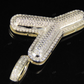 1.5" 0.75 CTW 18K Gold Real Diamond Bubble Initial Y Letter Pendant CustomDiamJewel