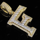 1.5" 1.5 CTW 14k Solid Two Tone Gold Diamond Initial 'F' Letter Pendant CustomDiamJewel