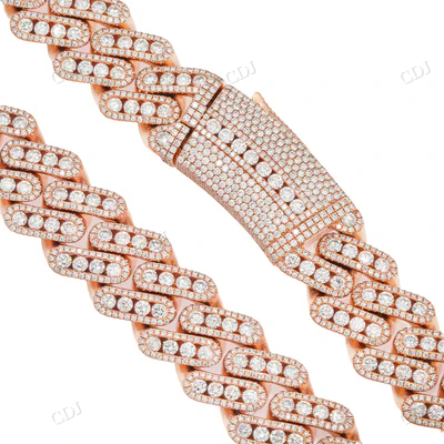 Latest Rose Gold CVD Diamond Cuban Necklace hip hop jewelry CustomDiamJewel