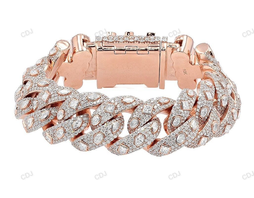 Rose Gold Plated Moissanite Luxury Cuban Bracelet hip hop jewelry customdiamjewel