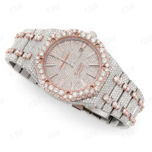 Rose White Tone Diamonds Bezel On Screw AP Modified Watch customdiamjewel