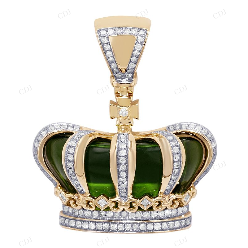 Custom Sterling Silver Green Crown Moissanite Pendant CustomDiamJewel