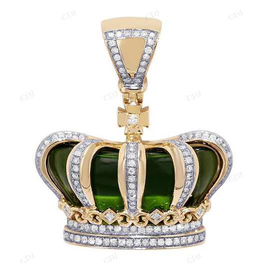 Custom Sterling Silver Green Crown Moissanite Pendant CustomDiamJewel