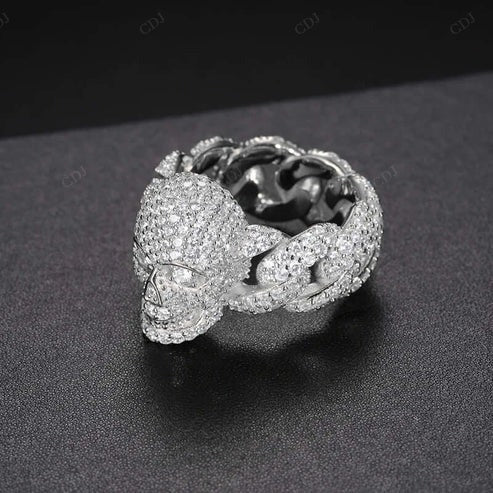 Hip Hop 10K Yellow Gold Moissanite Cuban Skull Ring hip hop jewelry CustomDiamJewel