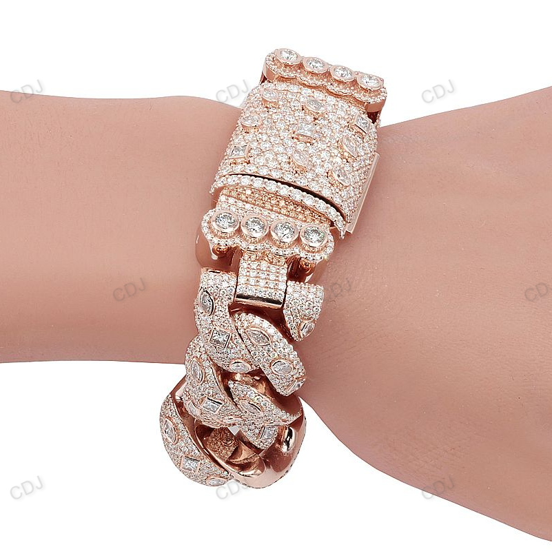 Rose Gold Plated Moissanite Luxury Cuban Bracelet hip hop jewelry customdiamjewel