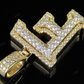 1.5" 1.5 CTW 14k Solid Two Tone Gold Diamond Initial 'F' Letter Pendant CustomDiamJewel