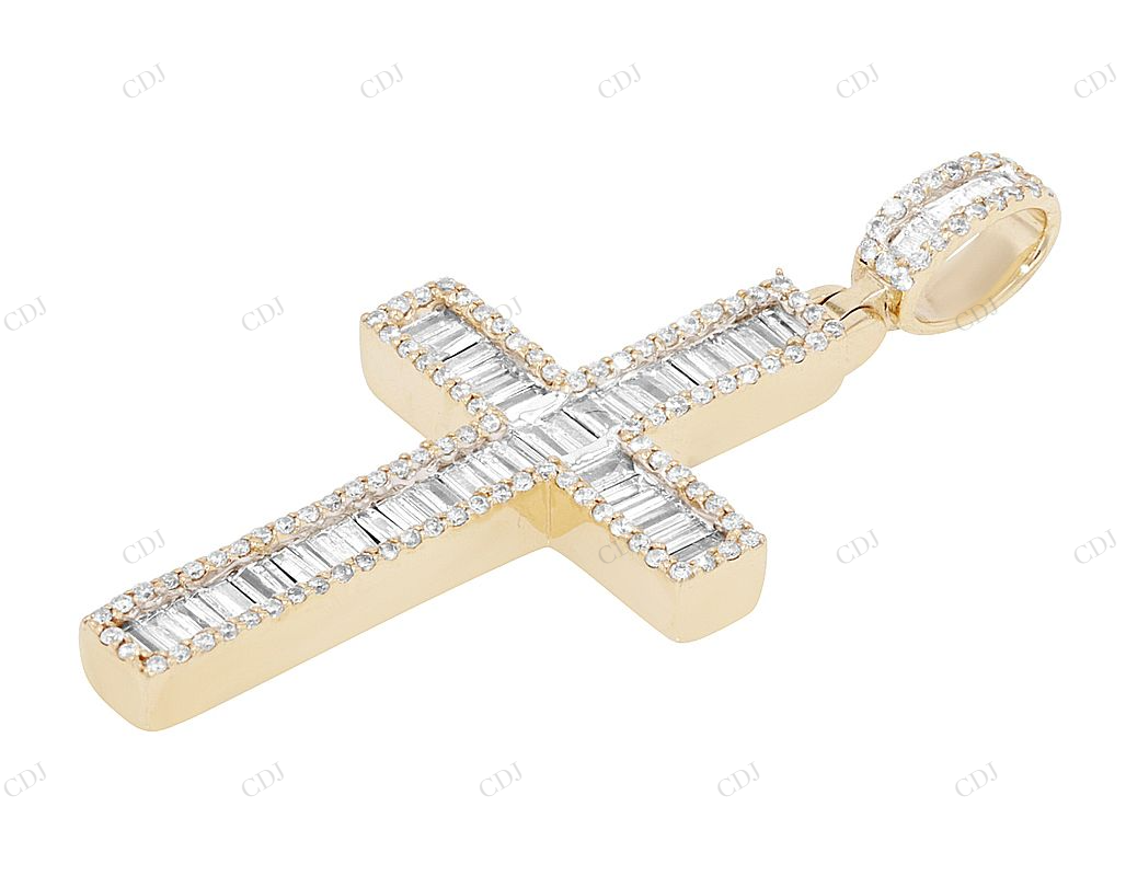 10K Yellow Gold Cross Lab Grown Diamond Pendant Hip Hop Pendent customdiamjewel
