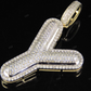1.5" 0.75 CTW 18K Gold Real Diamond Bubble Initial Y Letter Pendant CustomDiamJewel