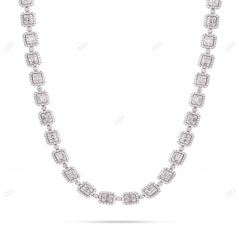 VVS Moissanite 925 Silver Sugar Cube Chain CustomDiamJewel