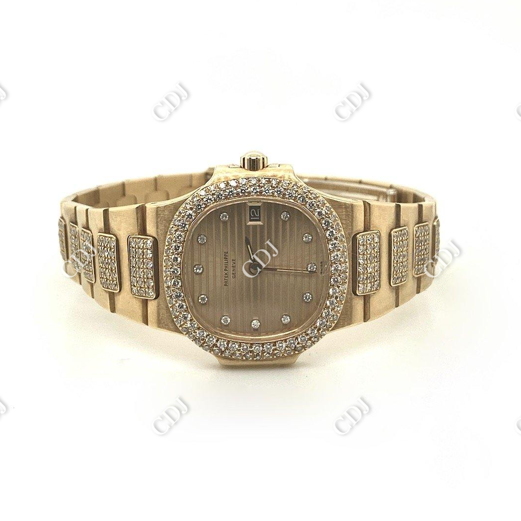 Patek Philippe Moissanite Bust Down ETA Swiss Watch For Women customdiamjewel