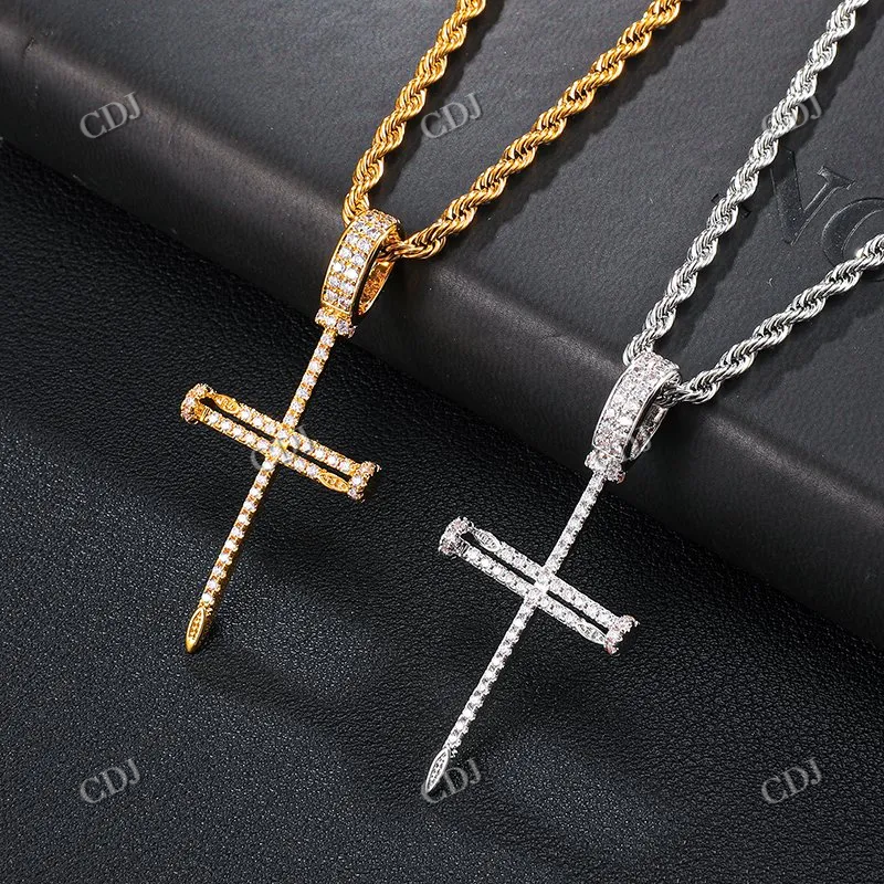High Quality Round Cut Cross Design Diamond Hip Hop Pendant hip hop jewelry CustomDiamJewel