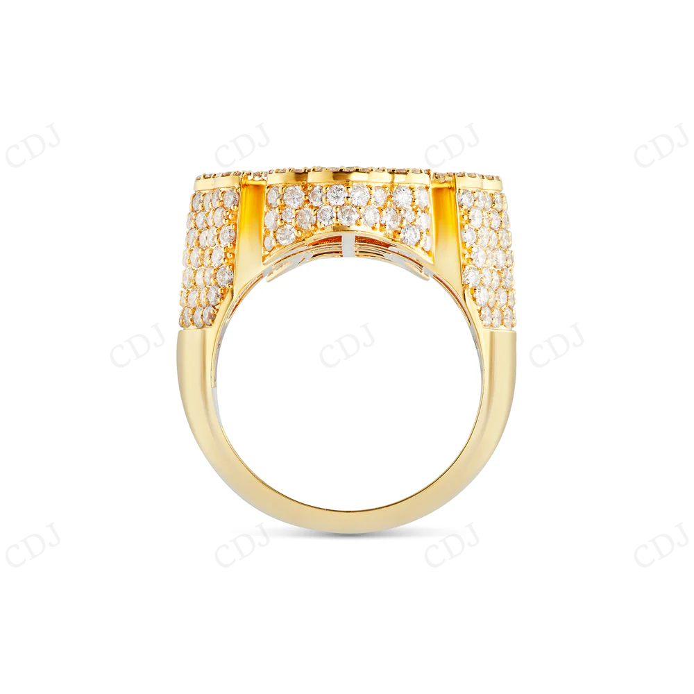 Yellow Gold Plated Baguette Diamond Cross Hip Hop Ring hip hop jewelry CustomDiamJewel