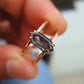 Hexagon Cut Salt and Pepper Moissanite Ring