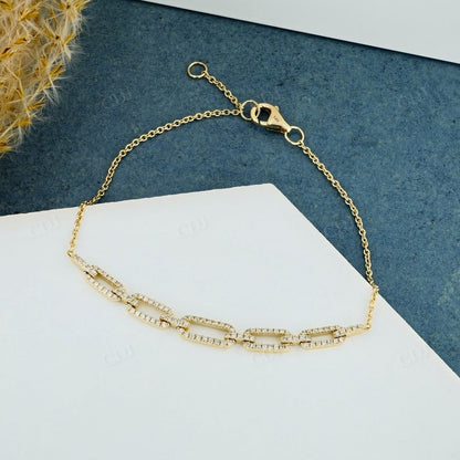 0.35CTW CVD Diamond Open Paper Link Bracelet  customdiamjewel 10KT Solid Gold Yellow Gold VVS-EF