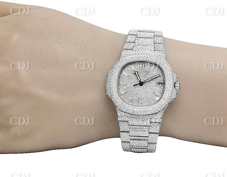 41mm Full White Patek Philippe Moissanite Diamond Watch For Men customdiamjewel