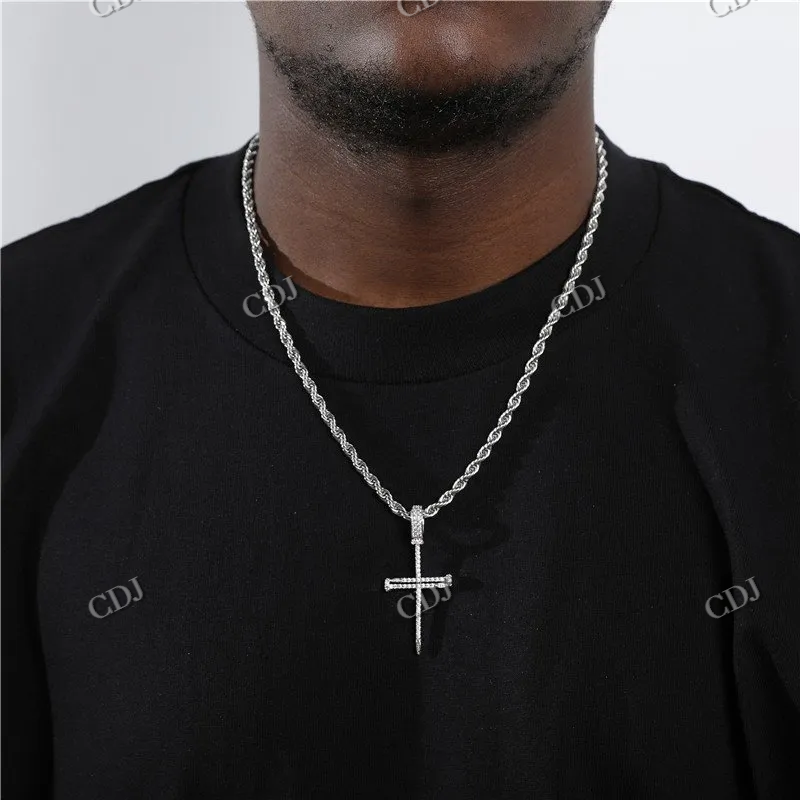 High Quality Round Cut Cross Design Diamond Hip Hop Pendant hip hop jewelry CustomDiamJewel