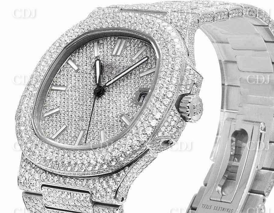 41mm Full White Patek Philippe Moissanite Diamond Watch For Men customdiamjewel