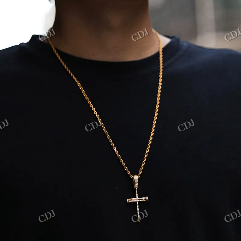 High Quality Round Cut Cross Design Diamond Hip Hop Pendant hip hop jewelry CustomDiamJewel
