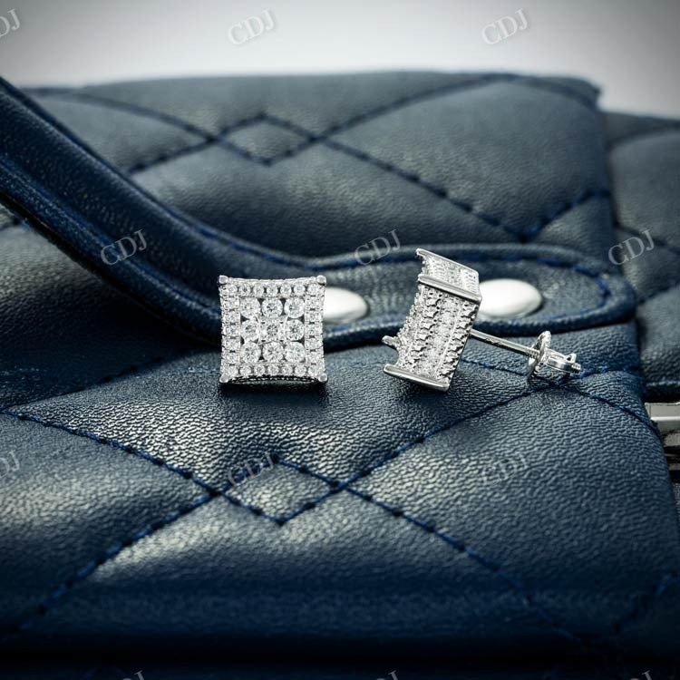 925 Silver Moissanitet Square Shape Cluster Hip Hop Earring hip hop jewelry customdiamjewel