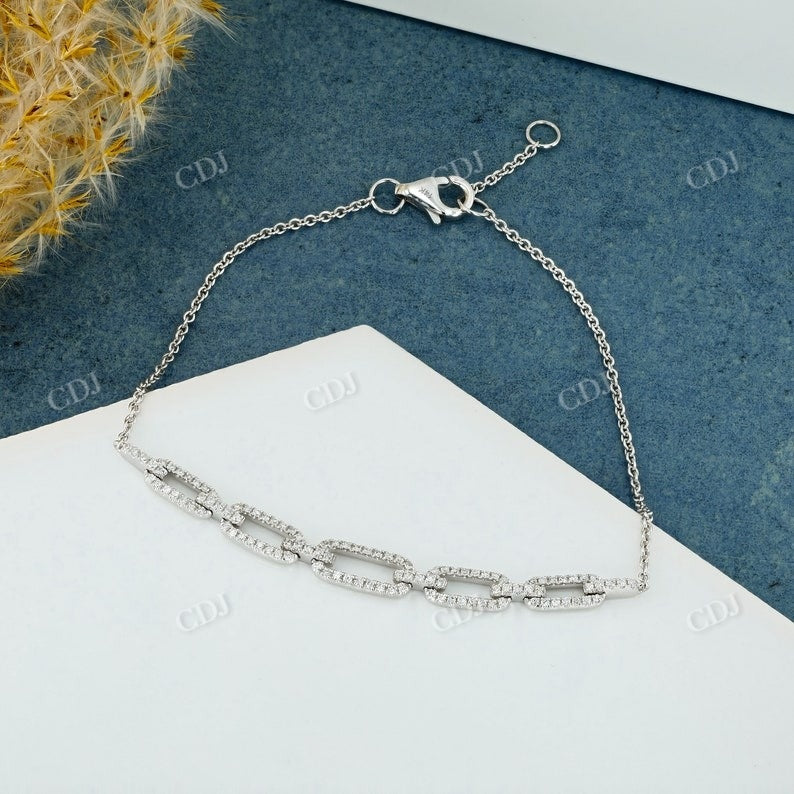 0.35CTW Natural Diamond Open Pave Paper Clip Link Bracelet clip link bracelet customdiamjewel   