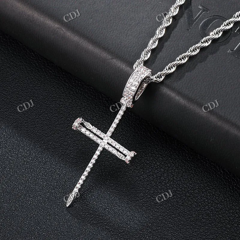 High Quality Round Cut Cross Design Diamond Hip Hop Pendant hip hop jewelry CustomDiamJewel