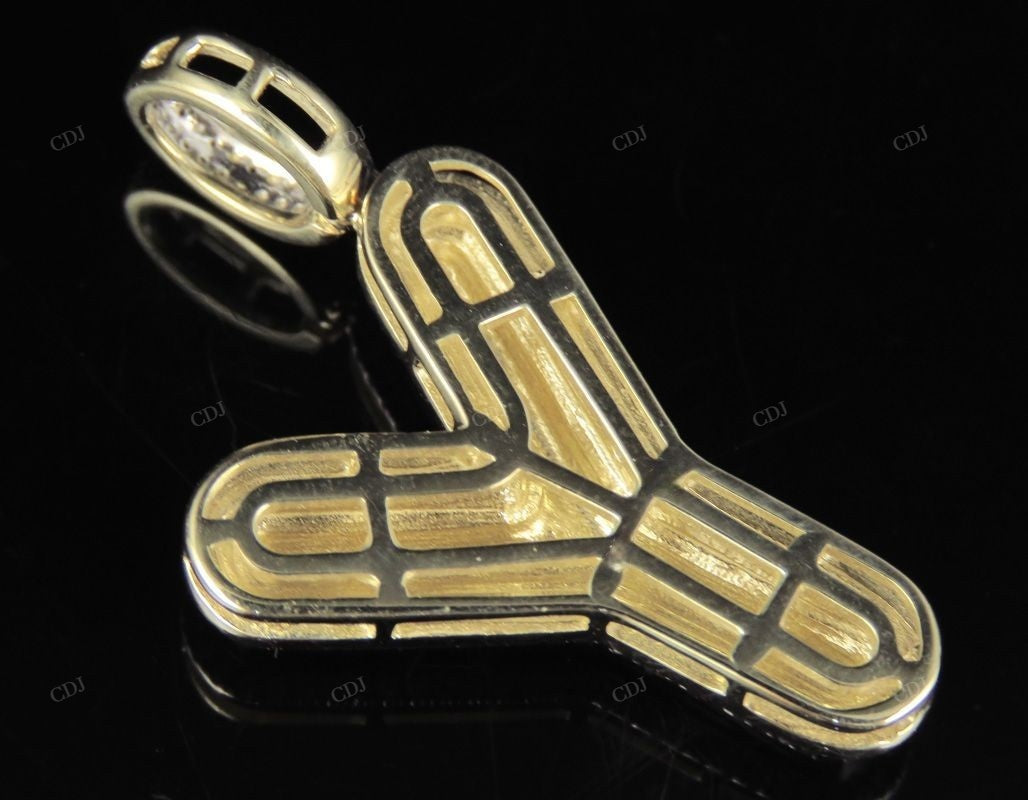 1.5" 0.75 CTW 18K Gold Real Diamond Bubble Initial Y Letter Pendant CustomDiamJewel