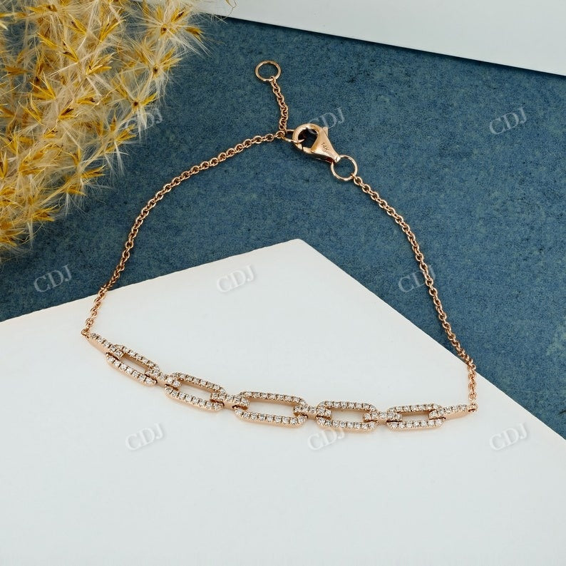 0.35CTW Natural Diamond Open Pave Paper Clip Link Bracelet clip link bracelet customdiamjewel   
