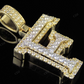 1.5" 1.5 CTW 14k Solid Two Tone Gold Diamond Initial 'F' Letter Pendant CustomDiamJewel