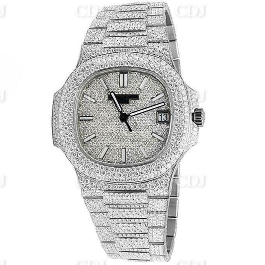 Fully Iced Out Automatic VVS Moissanite Diamond Watch customdiamjewel