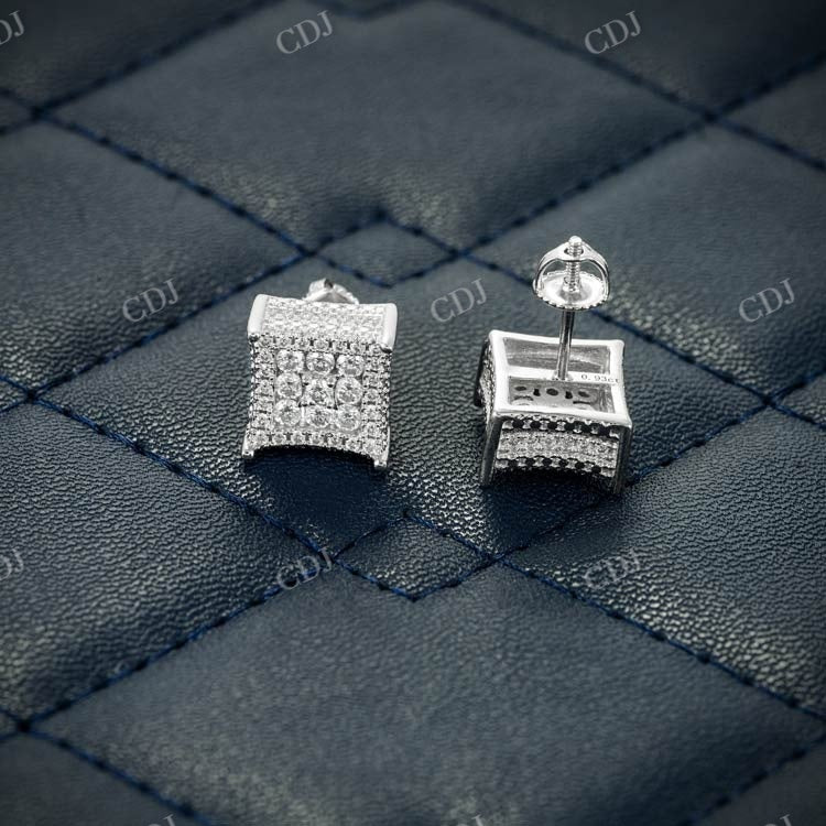 925 Silver Moissanitet Square Shape Cluster Hip Hop Earring hip hop jewelry customdiamjewel