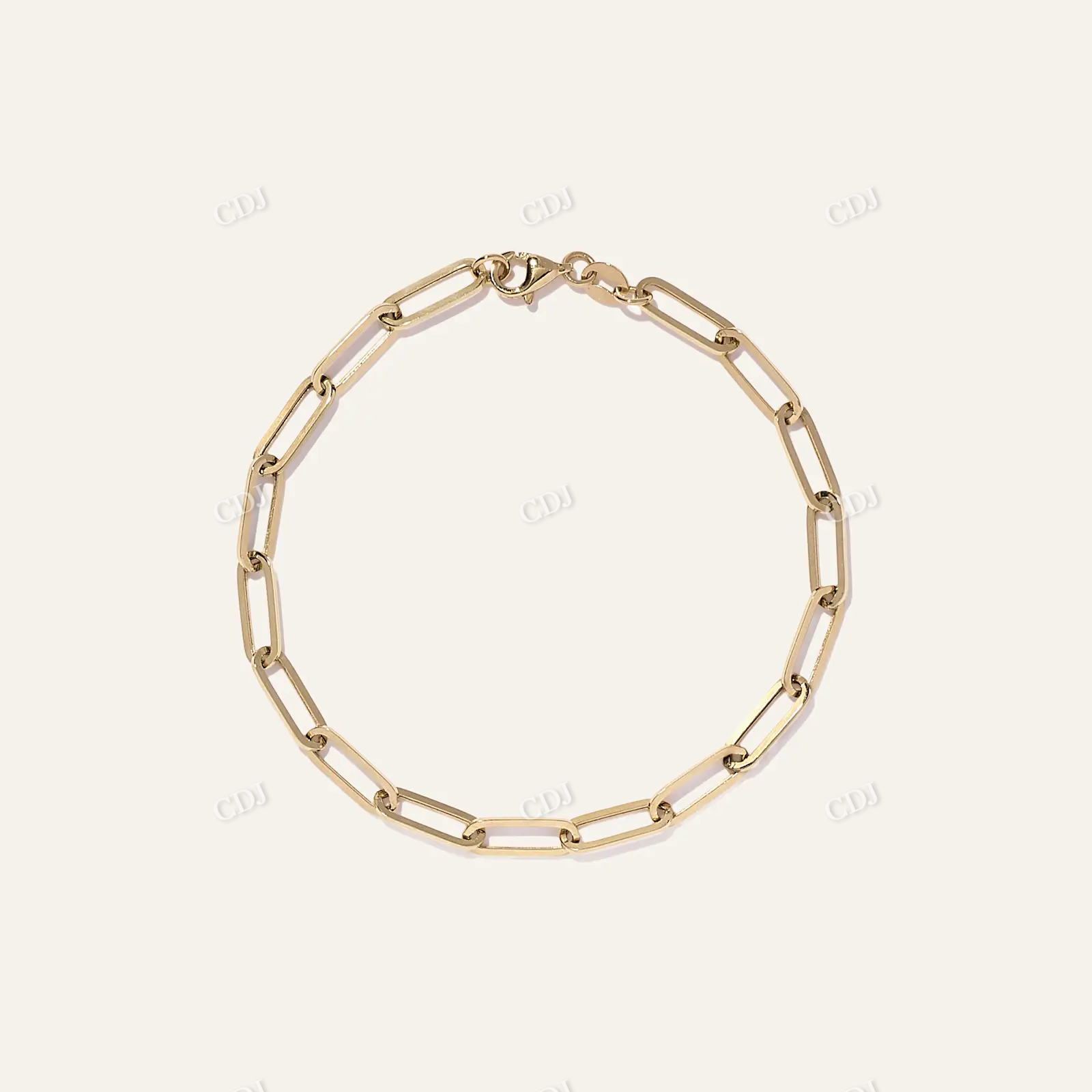 Yellow Gold Large Paperclip Chain Bracelet hip hop jewelry CustomDiamJewel