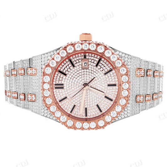 Octagon Face Moissanite Two Tone Iced Out Audemars Piguet Mens Watch customdiamjewel
