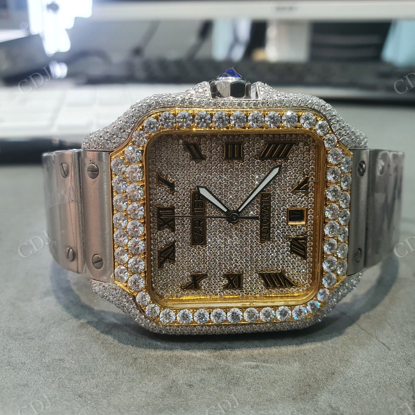 Ice Bezel Cartier Watch.  customdiamjewel   