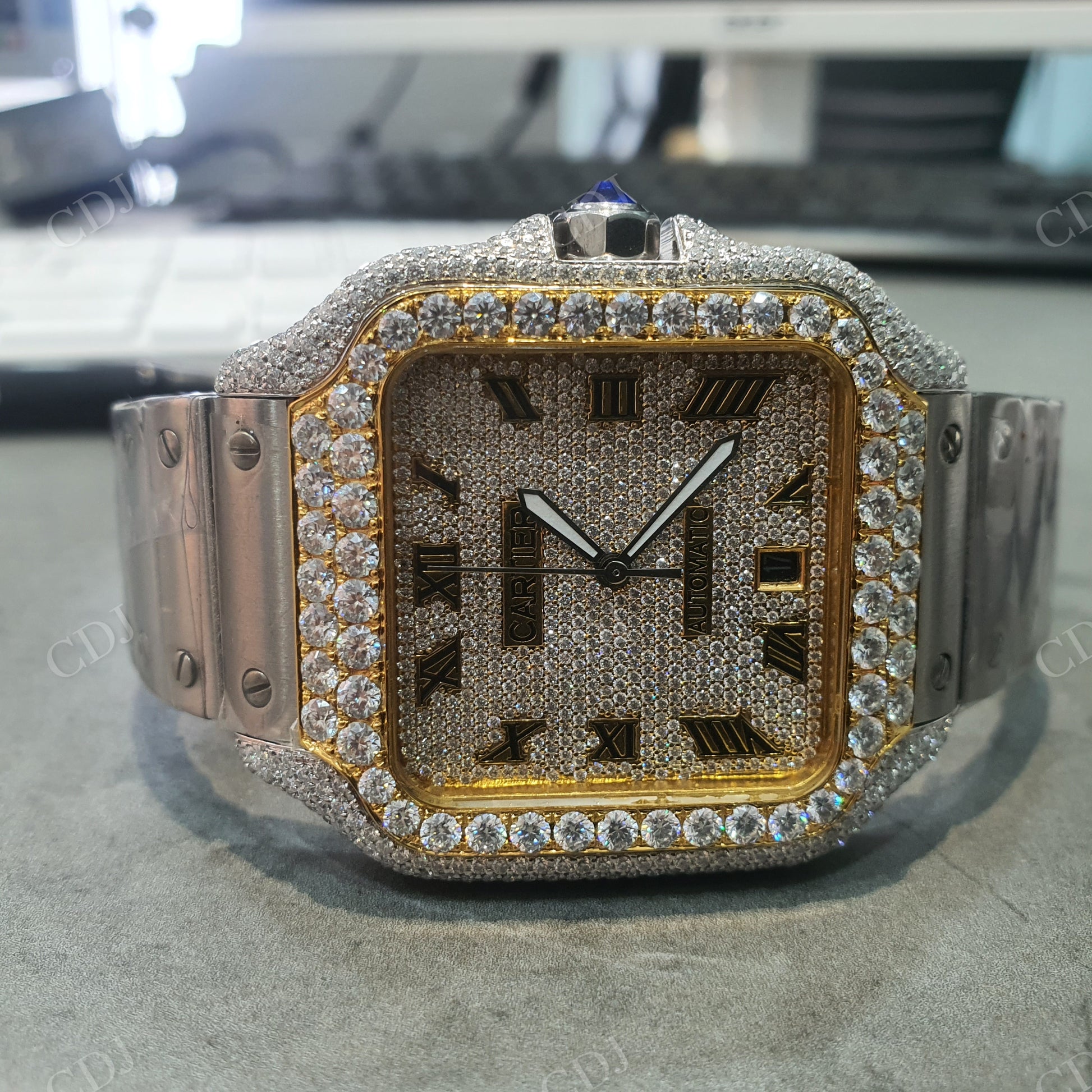 Ice Bezel Cartier Watch.  customdiamjewel   
