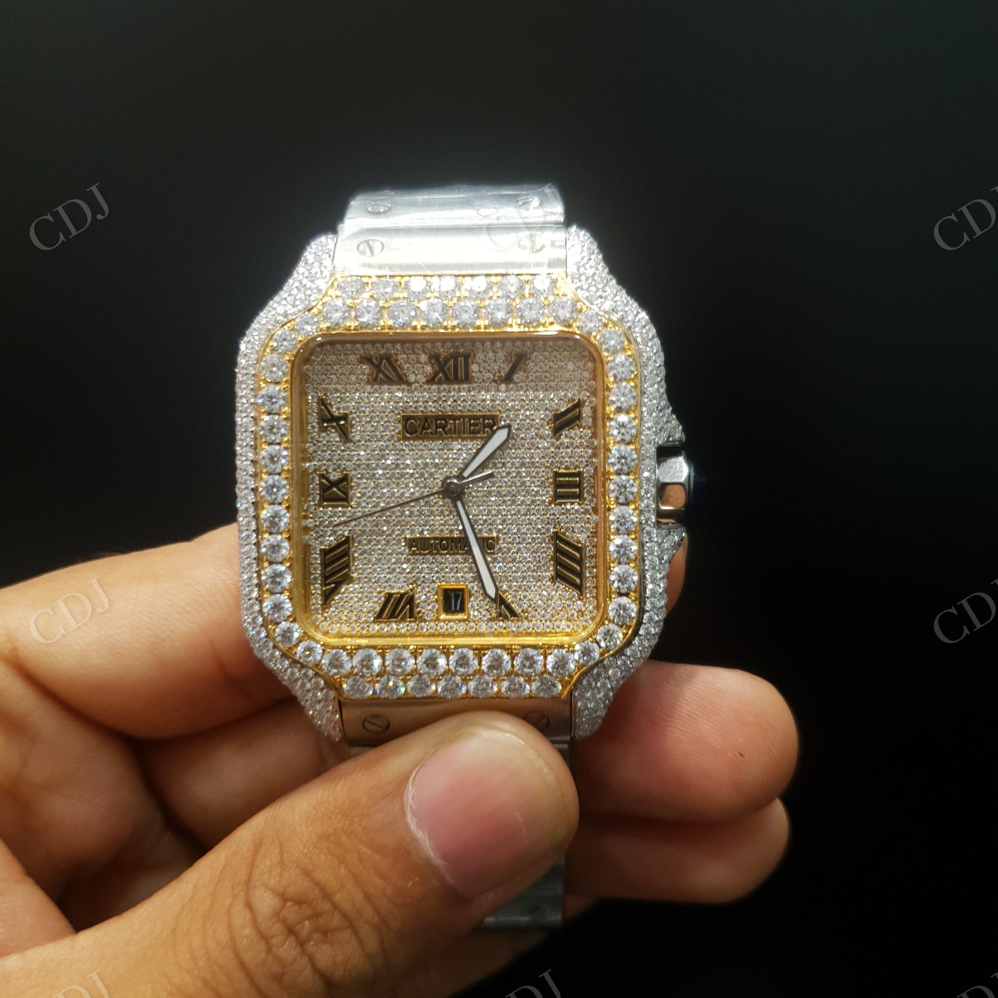 Ice Bezel Cartier Watch.  customdiamjewel   