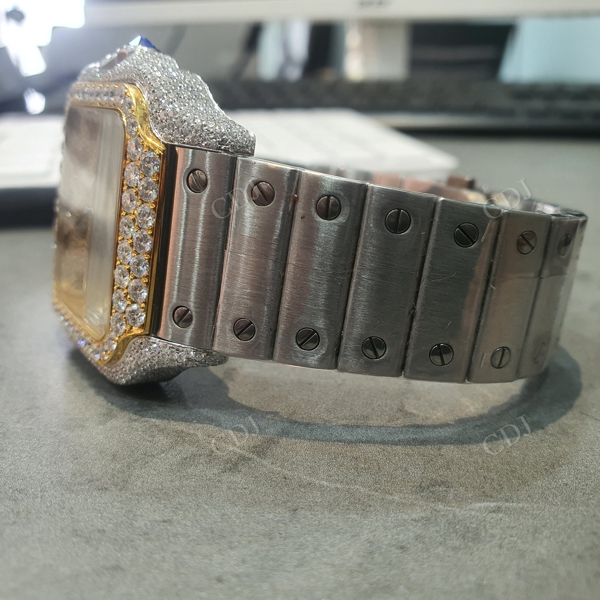 Customized Moissanite Watch For Men  customdiamjewel   