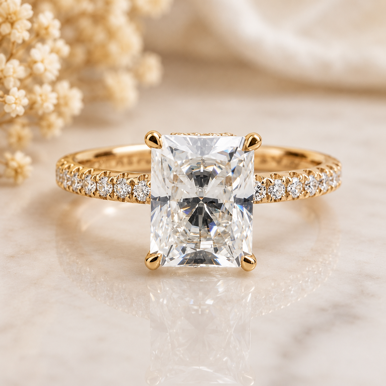 Radiant Cut Cluster Rose Gold Lab Grown Diamond Ring